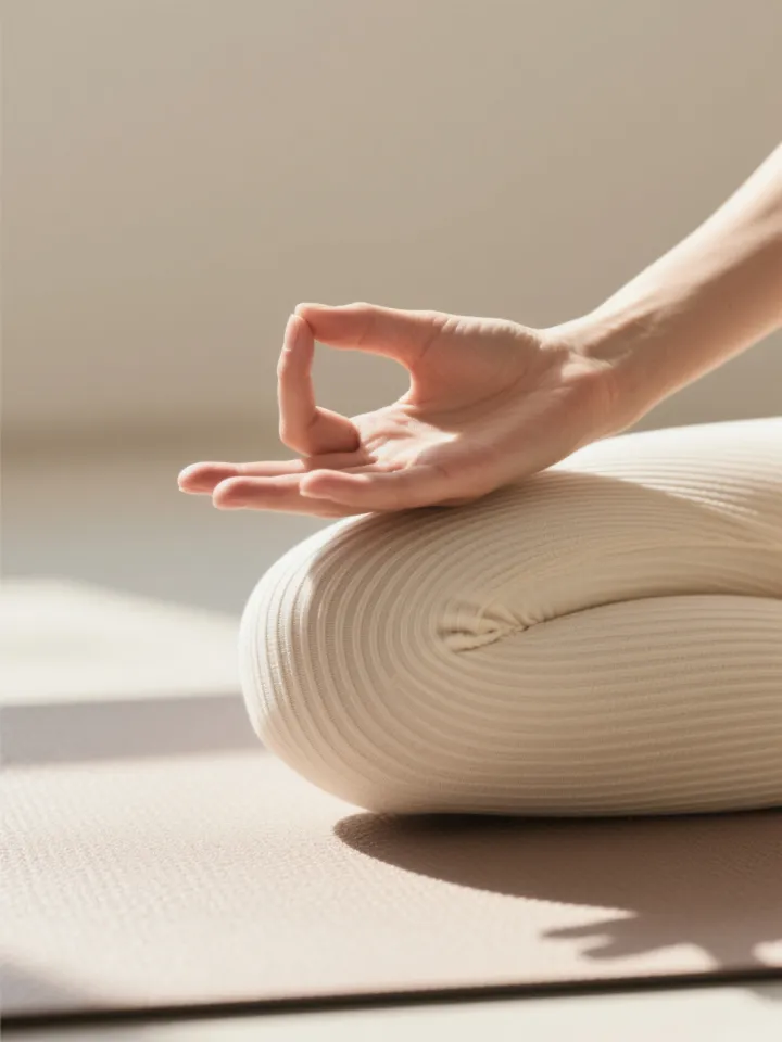 Detalhe de mãos relaxadas em prática de mindfulness